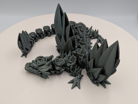 Articulated Gray Winged Rose Dragon Large