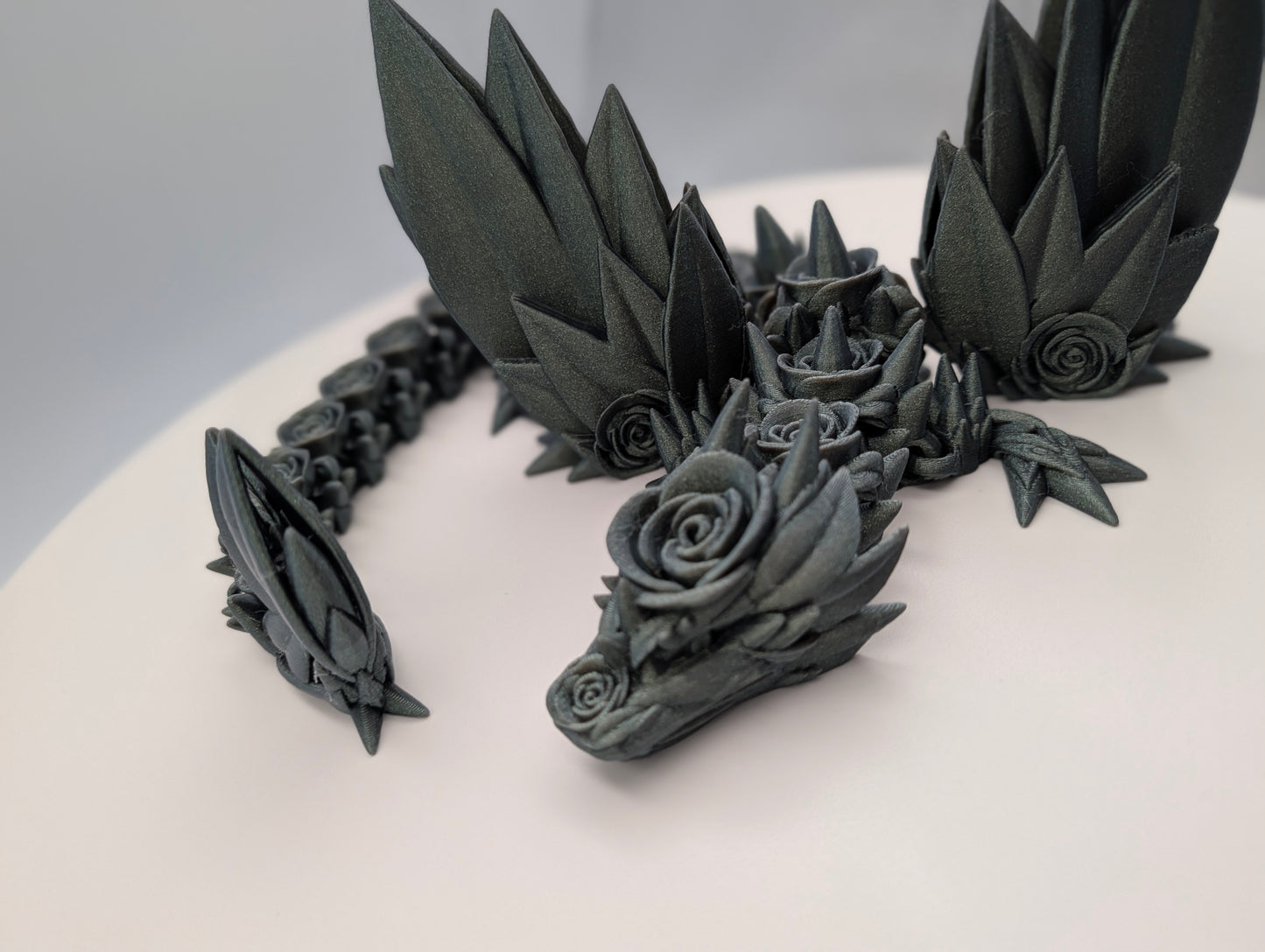 Articulated Gray Winged Rose Dragon Large