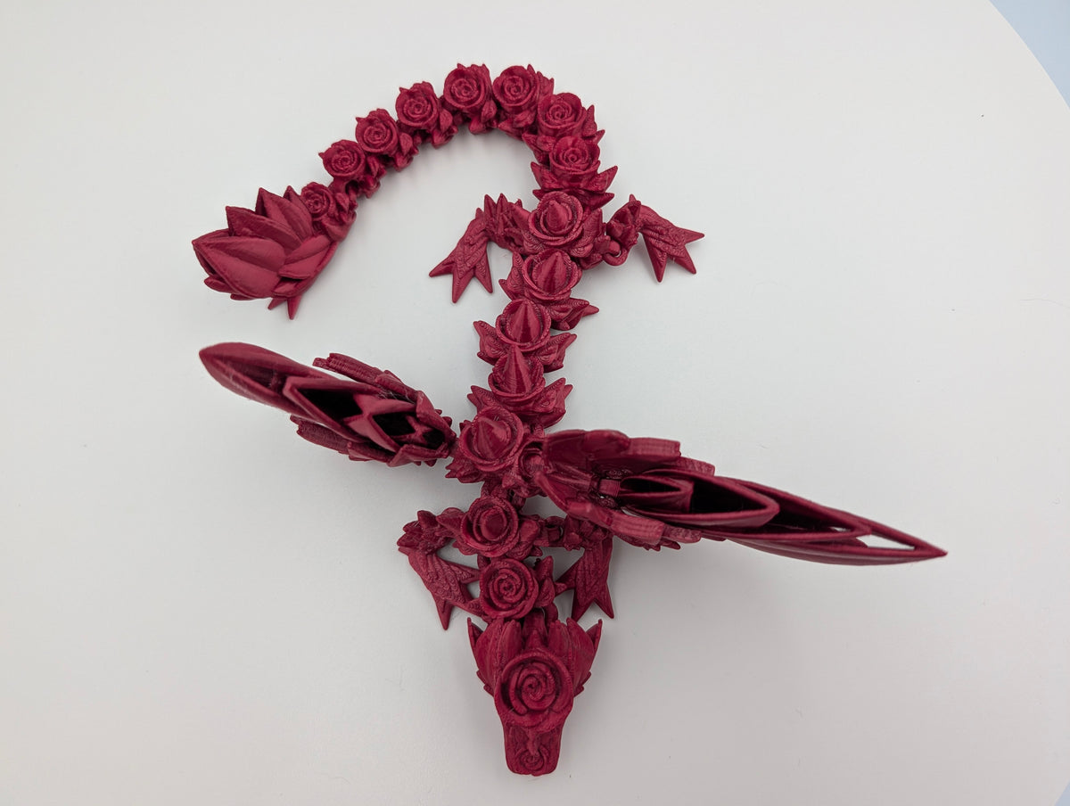 Articulated Red Winged Rose Dragon Medium Size