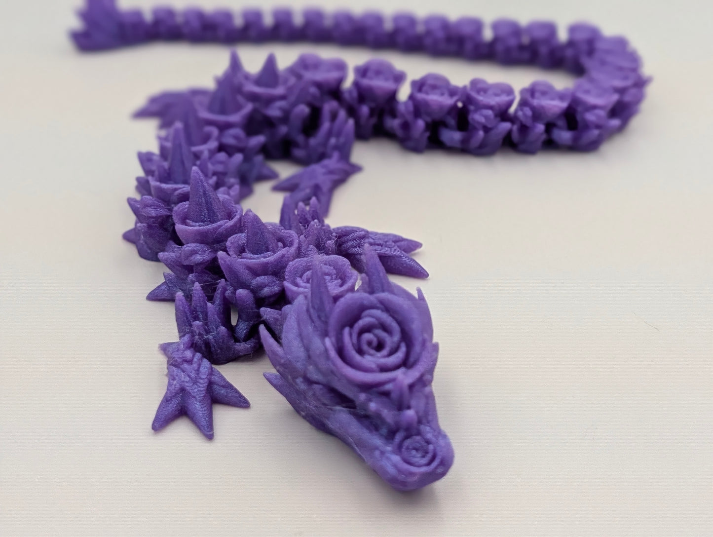 Articulated Long Purple Rose Dragon Medium Size