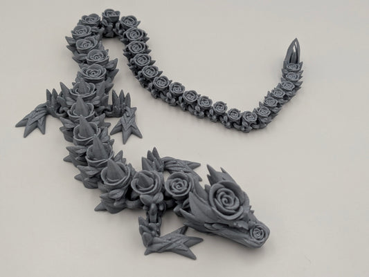 Articulated Long Gray Rose Dragon Medium Size