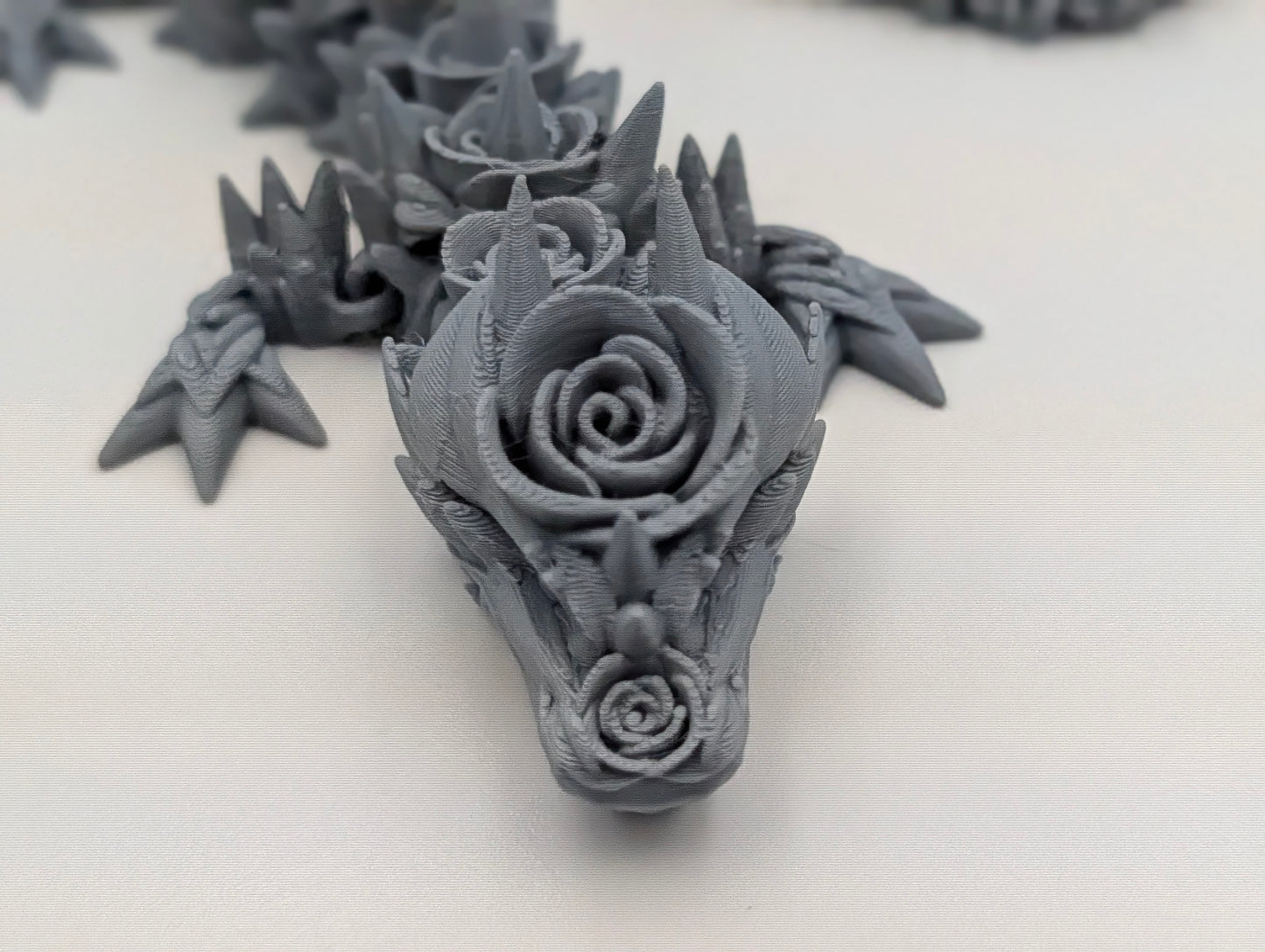 Articulated Long Gray Rose Dragon Medium Size