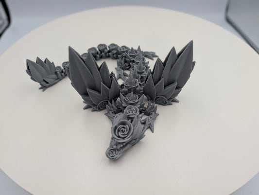 Articulated Gray Winged Rose Dragon Medium Size