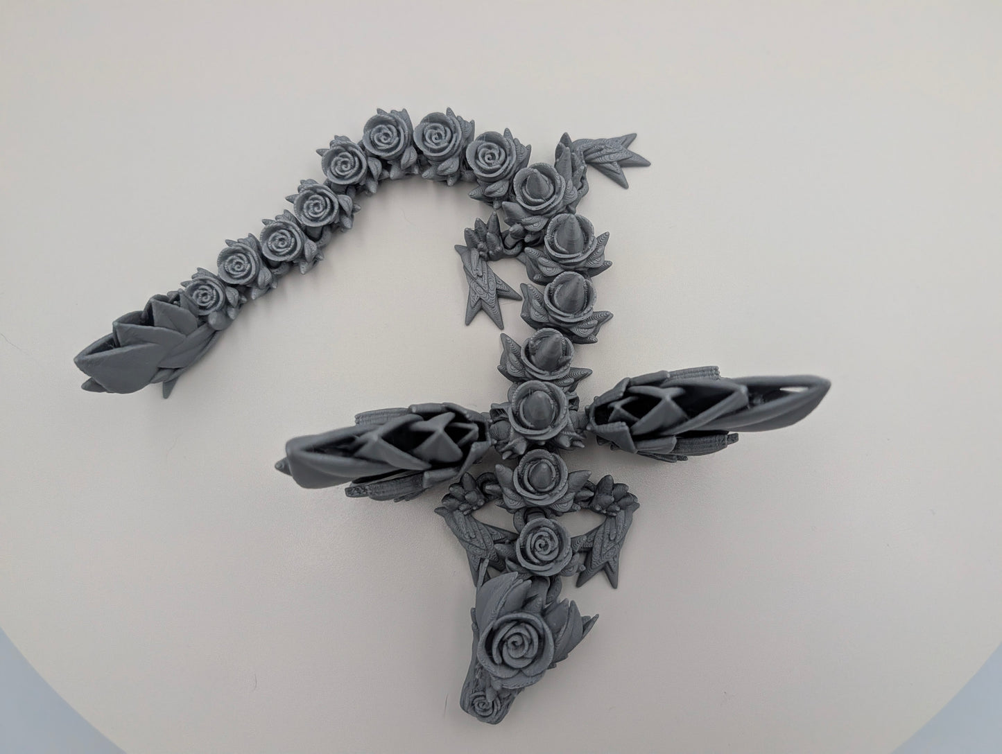 Articulated Gray Winged Rose Dragon Medium Size