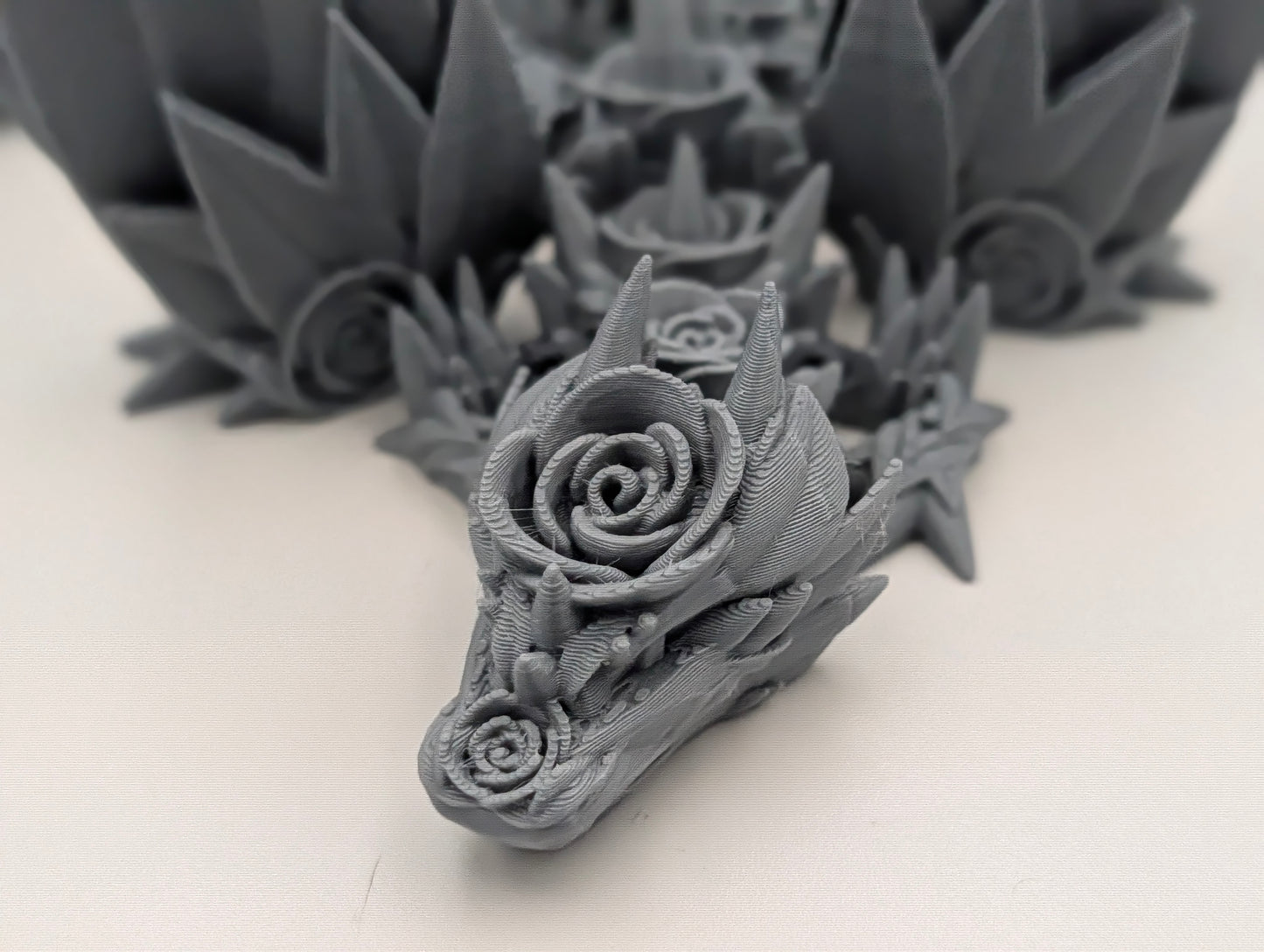 Articulated Gray Winged Rose Dragon Medium Size